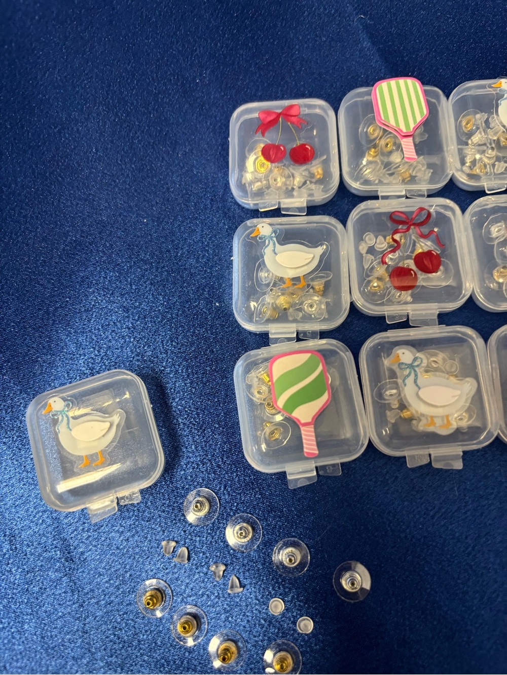 Earring Backs 2 pair silver disk, 2 gold disk, and 4 pair rubber backs